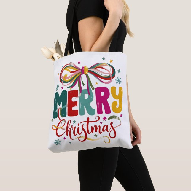 Preppy God Jul Coquette Bow Jul  Tygkasse (Närbild)
