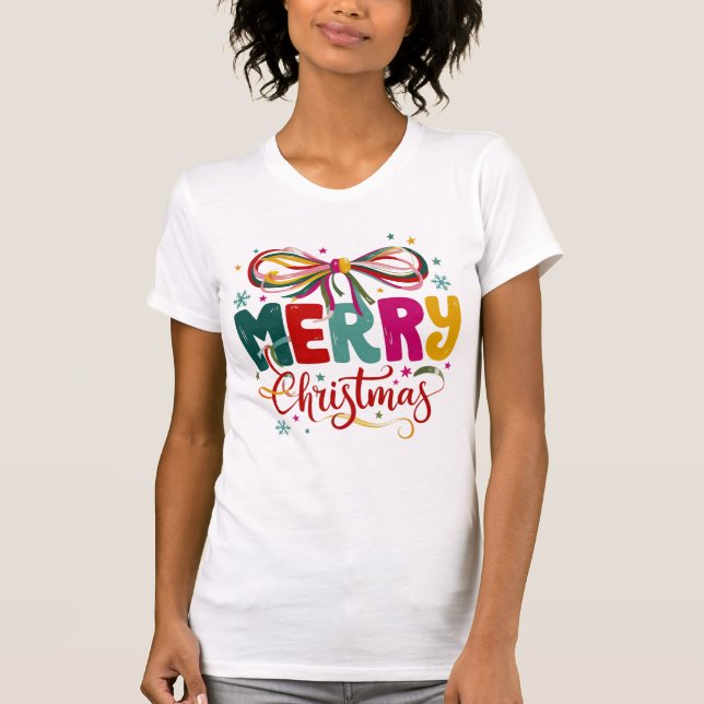 Preppy God jul Coquette Bow Julafton T Shirt (Framsida)