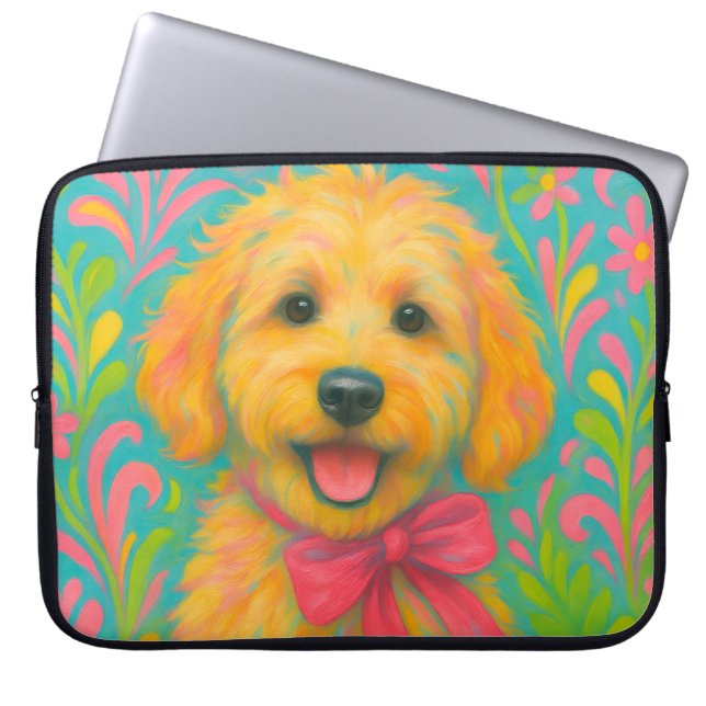 Preppy Golden Doodle Laptop Fodral (Framsidan)