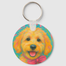 Preppy Golden Doodle Nyckelring