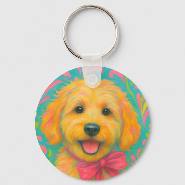 Preppy Golden Doodle Nyckelring (Baksida)