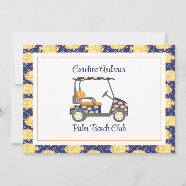 Preppy Goldfish Palm Beach Golf Cart Tack Kort (Framsida)