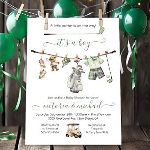 Preppy Golf Boy Baby Shower Inbjudningar