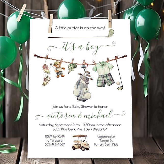 Preppy Golf Boy Baby Shower Inbjudningar (Skapare uppladdad)