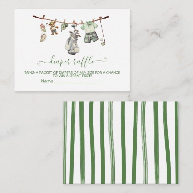Preppy Golf clothesline Diaper Raffle Card Tilläggskort (Fram/baksida)