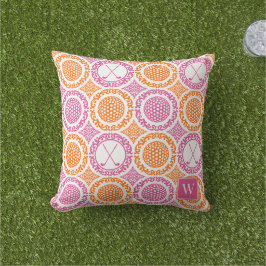 Preppy Golf Damask - Bollar & Klubbor - Orange & R Kudde