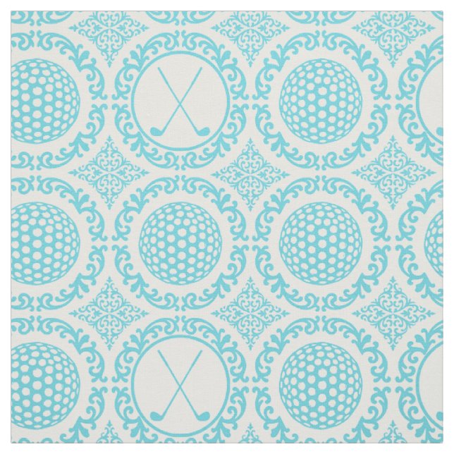 Preppy Golf Damask - Turkos Tyg (Provkarta)
