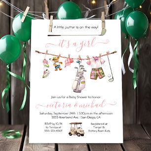 Preppy Golf Girl Baby Shower Inbjudningar
