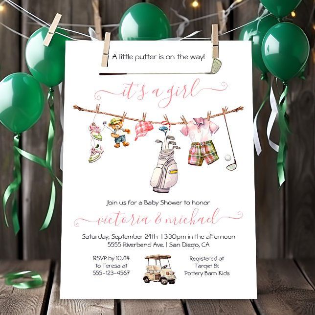 Preppy Golf Girl Baby Shower Inbjudningar (Skapare uppladdad)