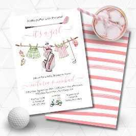 Preppy Golf Girl Girly Baby Shower Inbjudningar