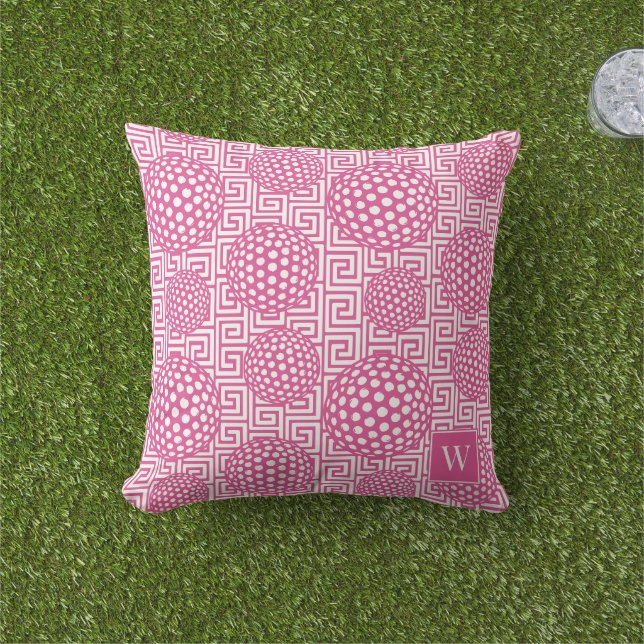 Preppy Golf Grekisk Nyckel - Klassisk varmröd & vi Kudde (Gräs)