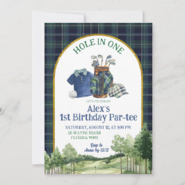Preppy Golf Hole in One First Birthday Invitation Inbjudningar