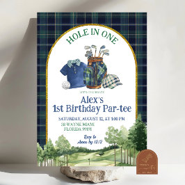 Preppy Golf Hole in One First Birthday Invitation Inbjudningar