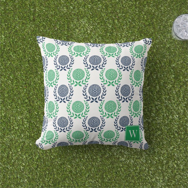 Preppy Golf Lagerkrans - Marinblå & Grön Kudde (Gräs)