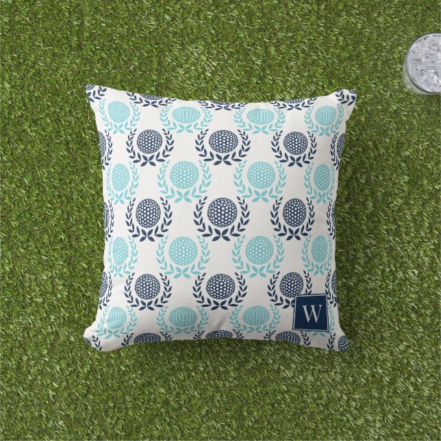 Preppy Golf Lagerkrans - Marinblå & Turkos Kudde (Gräs)