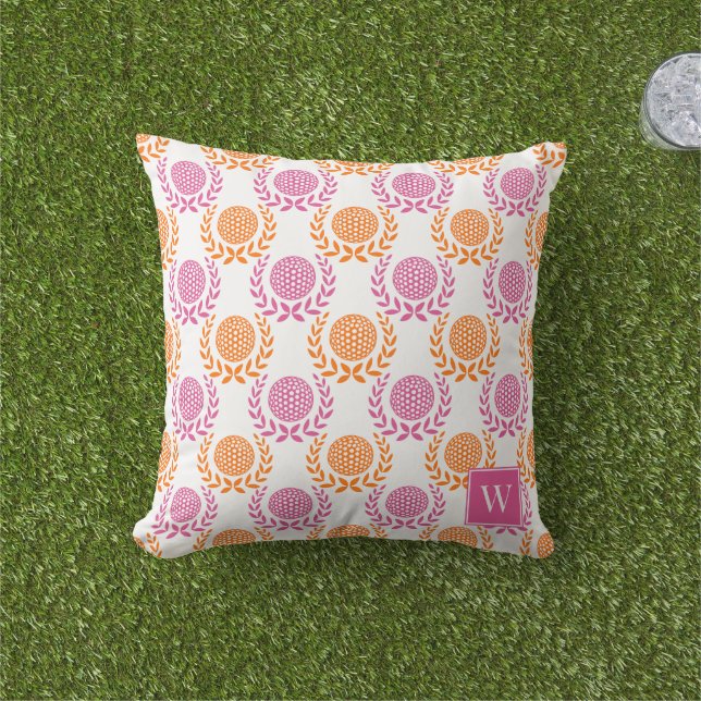 Preppy Golf Lagerkrans - Varm Rosa & Orange Kudde (Gräs)