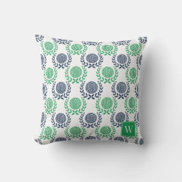 Preppy Golf Laurel Wreath - Navy & Green Kudde