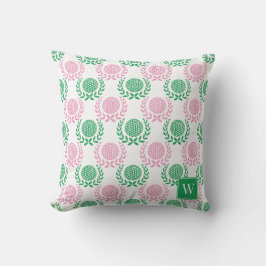 Preppy Golf Laurel Wreath - Pink & Green Kudde