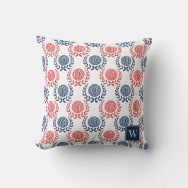 Preppy Golf Laurel Wreath - Red & Navy Kudde