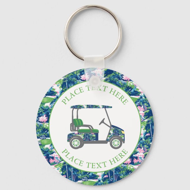 Preppy Golf Print Golf Cart Nyckelring (Framsida)