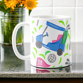 Preppy Golfmönster  | Golfvagn Tee Boll Kaffe Kaffemugg
