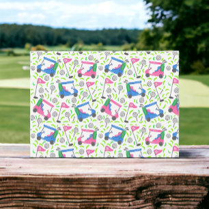 Preppy golfvagnsmönster / rosa och blå golfvagnar anteckningskort