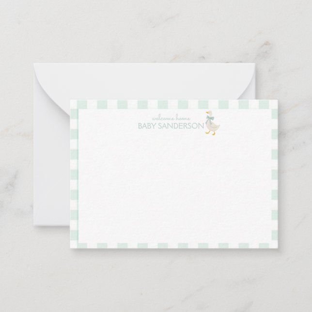 Preppy Goose Baby Shower Note Card Anteckningskort (Framsida)
