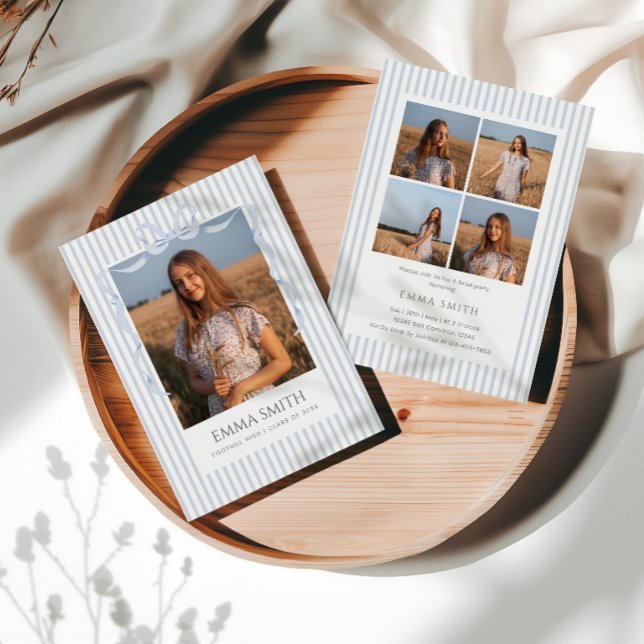 Preppy Graduation Photo Collage Announcement  Inbjudningar (Skapare uppladdad)