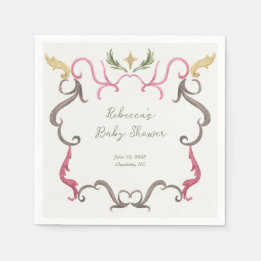 Preppy Grandmillenial Maximalist Ram Baby Shower Pappersservett
