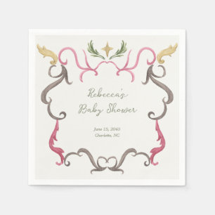 Preppy Grandmillenial Maximalist Ram Baby Shower Pappersservett