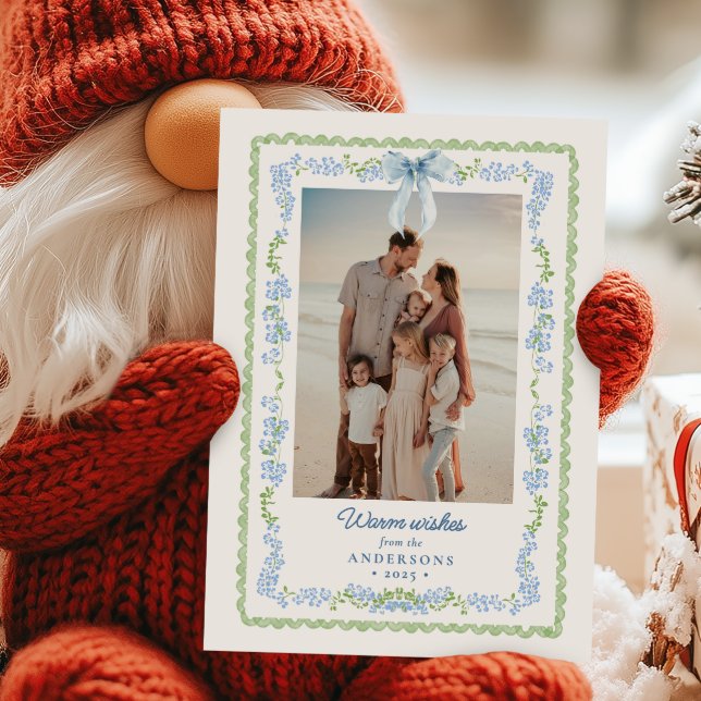Preppy Grandmillennial Girlang Christmas Foto Julkort (Skapare uppladdad)