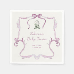 Preppy Grandmillennial Pink Girl Baby Shower Pappersservett