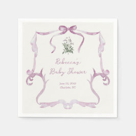 Preppy Grandmillennial Pink Girl Baby Shower Pappersservett