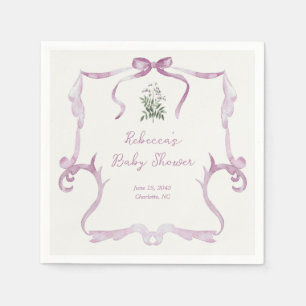 Preppy Grandmillennial Rosa Flickor Baby Shower Pappersservett