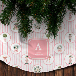 Preppy Grandmillennial Rosa Nötknäppare Jul Julgransmatta Borstad Polyester