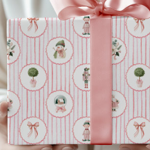 Preppy Grandmillennial Rosa Nötknäppare Jul Presentpapper