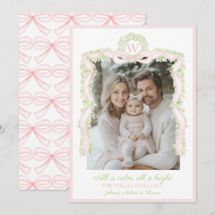 Preppy Grandmillennial Rosa Slingband Girlang Julkort