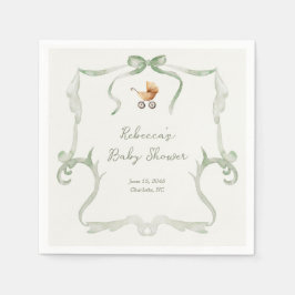Preppy Grandmillennial Sage Green Baby Shower Pappersservett