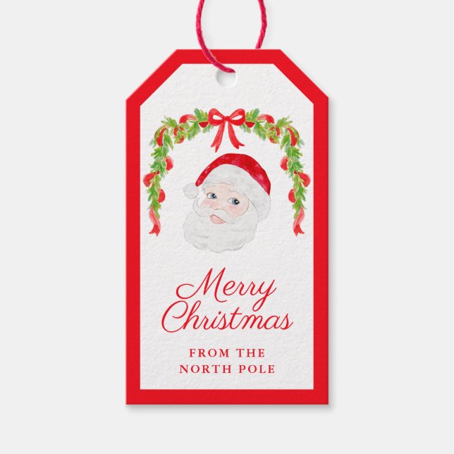 Preppy GrandMillennium Red Bows Garland Santa Presentetikett (Framsidan)