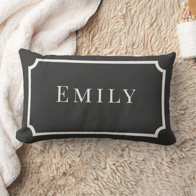 Preppy Gray & White Name Dorm Pillow Lumbarkudde (Filt)