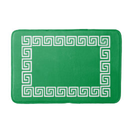 Preppy Greek Key – Green & White Badrumsmatta