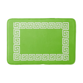 Preppy Greek Key – Lime Green & White Badrumsmatta