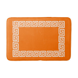 Preppy Greek Key – Orange & White Badrumsmatta