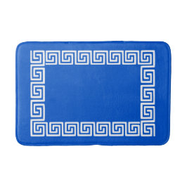 Preppy Greek Key – Royal Blue & White Badrumsmatta