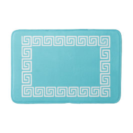 Preppy Greek Key – Turquoise & White Badrumsmatta