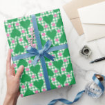 Preppy Green and Pink Wedding Gingham Pickleball Presentpapper<br><div class="desc">This cute gift wrap is perfect for wrapping up presents for weddings,  showers and more honoring pickleball players. The wrapping paper features illustrations of green heart-shaped pickleball paddles and pink pickleballs against a green and white gingham background.</div>