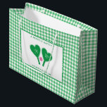 Preppy Green and Pink Wedding Pickleball<br><div class="desc">This personalized gift bag is perfect for bachelorette parties, couples showers, weddings and more with a pickleball theme. This custom bag features illustrations of heart shaped pickleball paddles and a pickleball and is ready to be customized with your own headline, initials on the paddles and full names below all with...</div>