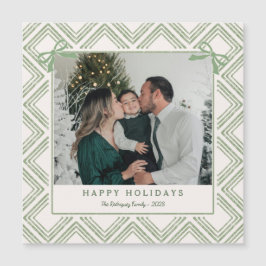 Preppy Green Diamond Pattern Holiday Magnetic Card