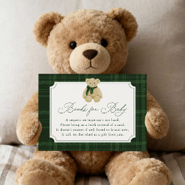 Preppy Green Plaid Teddy Bear Book Request Tilläggskort