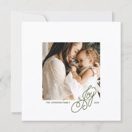 Preppy Green Striped Square Photo Holiday Card Julkort